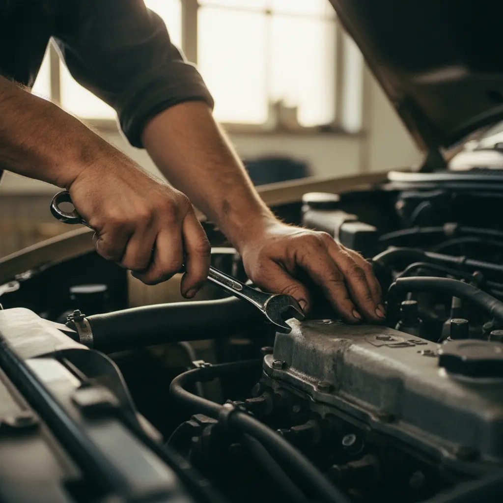 Ruke mehaničara na motoru u radionici Auto Gas Gaga, Banja Luka